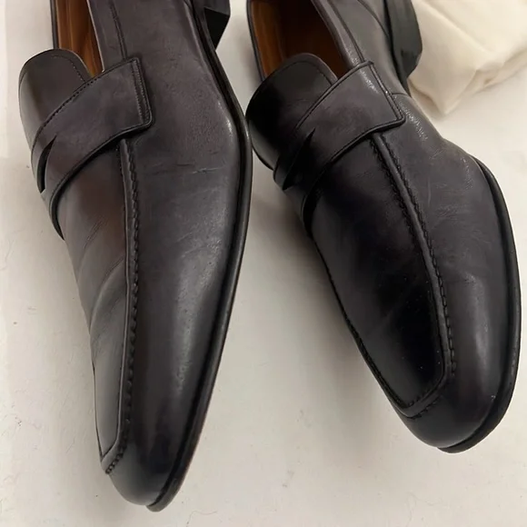 Mens BALLY Dark Grained Gray Slip on Loafer Shoes 9 1/2 - Picture 11 of 16